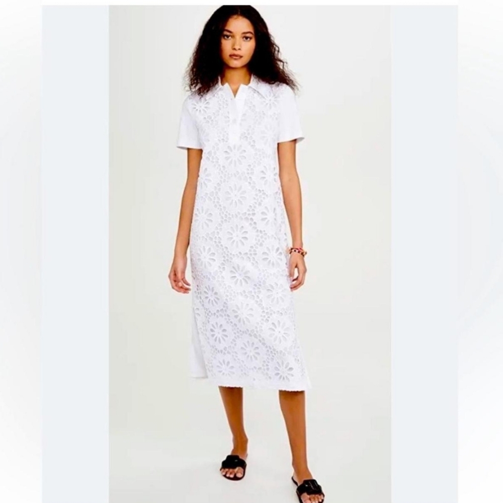 Tory Burch white lace polo collar dress